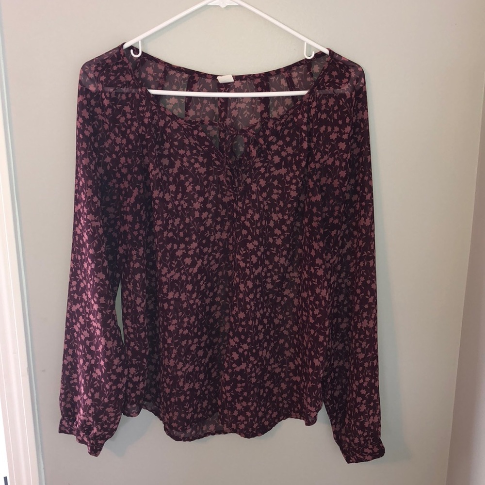 Sheer long sleeve blouse